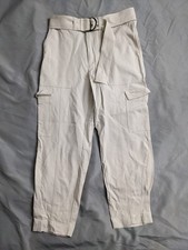 Banana Republic Pants Womens Size 8 Ivory Slim Refined Stretch Cargo Belted