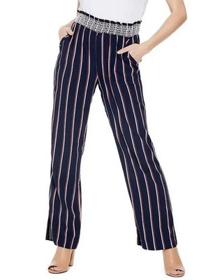 Guess Tezzi Smocked Palazoo Wide Leg Stretch Striped Pants Women's S
