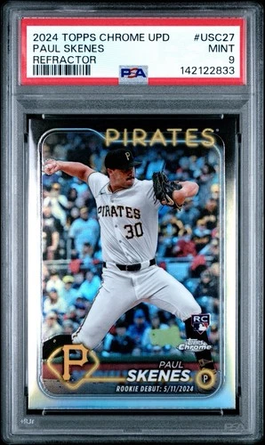 2024 Topps Chrome Update PAUL SKENES RC Rookie Refractor #27 Pirates PSA 9 Mint