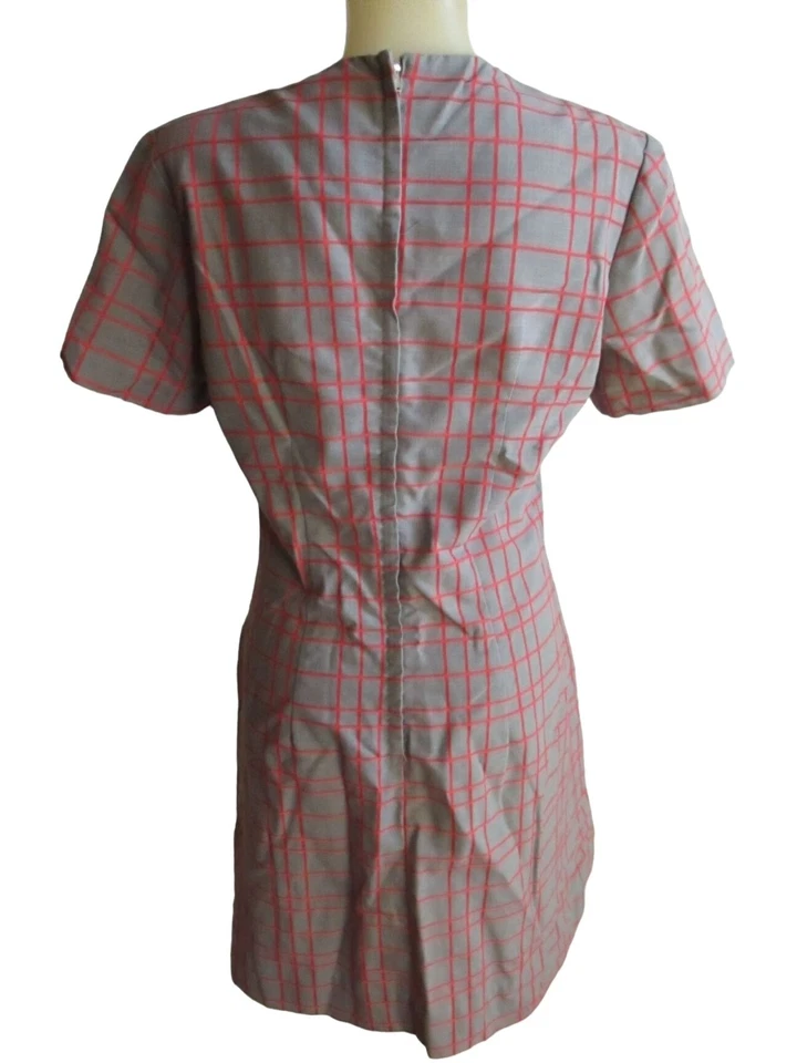 Vestido vintage para mujer 8/10 años 60 Hiphugger Scooter gris/rojo a cuadros Joan Curtis M Foto 3 de 4