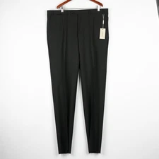 NWT $725 Canali Pure Wool Super 140'S Single Pleated Pants Black 48US/58IT