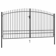 Double Door Fence Gate with Spear Top Backyard Entryway Multi Sizes vidaXL