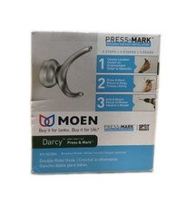  2 PACK MOEN Darcy Double Robe Hook w Press and Mark in Brushed Nickel MY1503BN