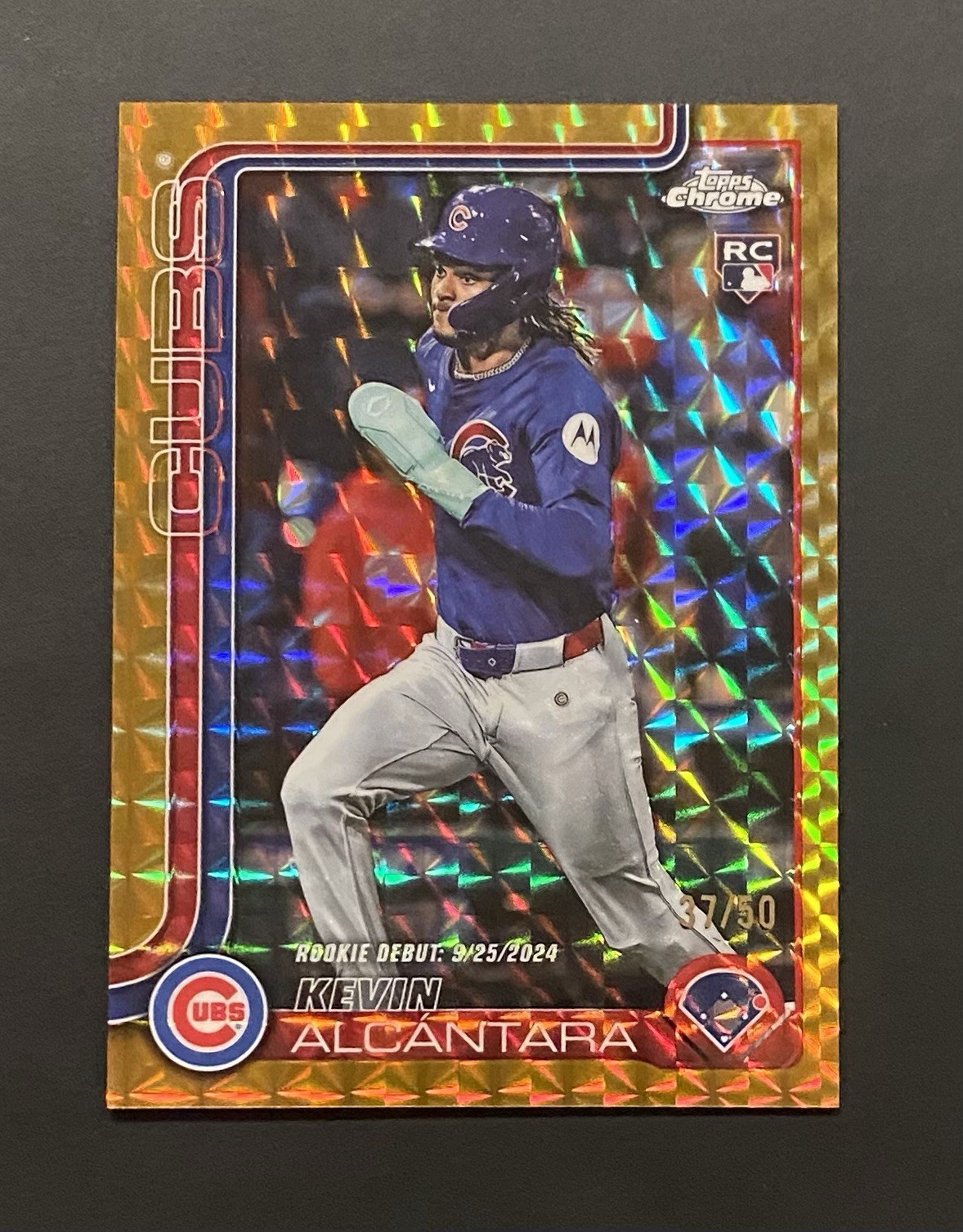 2025 Topps Chrome Update Kevin Alcantara Rookie Debut Gold Geometric /50 Cubs