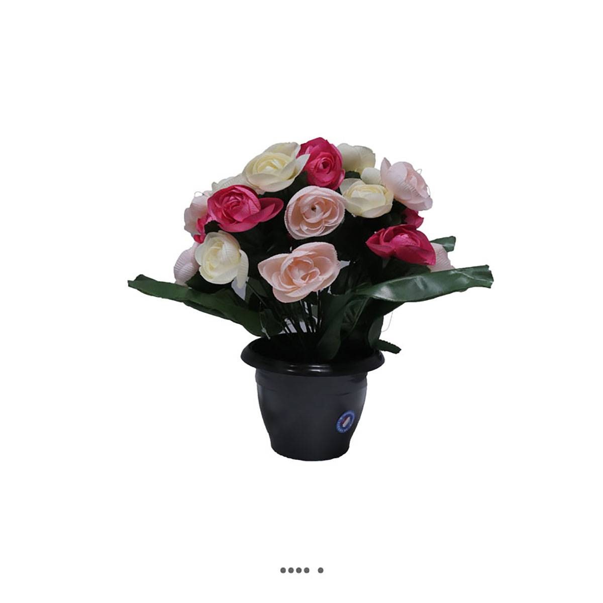 Fleurs artificielles de cimetière durables : renoncules en pot rose soutenu