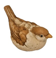 Porcelain Sparrow Bird Figurine Tan & Brown made in Taiwan 3.5” x 2.5"