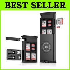 Portable SD Card Reader Case with USB C Cable - 24 Slots