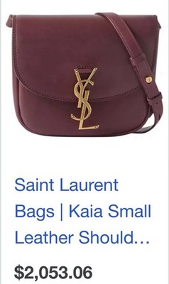 Saint Laurent Kaia Small Shoulder Bag Burgundy Logo Adjustable Strap