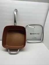 Copper Chef 9.5" Square Non Stick Pan With Glass Lid 6 Ways to Cook