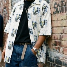 South Pole Logo Button Down All Over Print Vintage 90s Streetwear Shirt XL