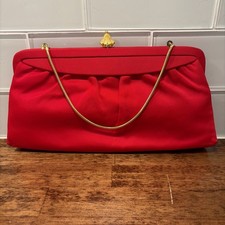 Vintage Saks Fifth Avenue Red And Gold Vintage Clutch With Original Mirror