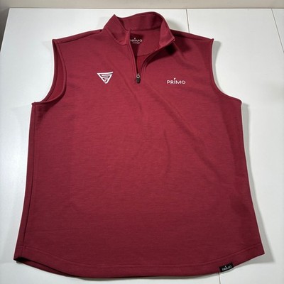 Primo Golf Vest Men XL Maroon Burgundy Quarter Zip Performance Layering