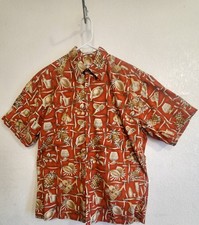 Pierre Cardin Red Tropical Vacation Design Button Shirt.