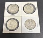 Kennedy & Walking Liberty Half Dollars Lot Of 4 90% Constitutional Silver Coins