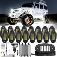 16 Pods White Rock Light Kit with Wired Switch - 6500K 16 Pods with Wire Set