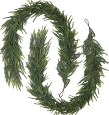 2 Pcs 6 Ft Artificial Norfolk Pine Garlands Real Touch Winter Greenery Garland F
