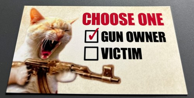 #ad Fridge Magnet: CHOOSE ONE GUN OWNER VICTIM Funny 2A Cat amp; Gun Humor $3.99