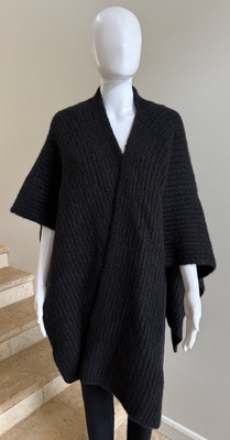 New SOFIA CASHMERE Knit Cashmere/Silk Shawl Cape Wrap, Black