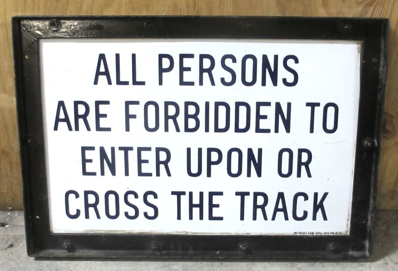 Vintage Newark City Subway Porcelain Train Station Sign All Persons Forbidden NJ