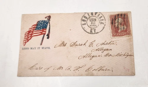 Civil War  Letter Union Patriotic Cover Long may it Wave A25 Stamp JUN 10 1863