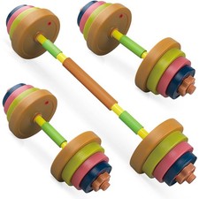 Kids Exercise Weight Set, 2-In-1 Barbell and Dumbbell Workout Equipment, Todd...