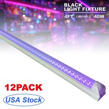 UV Led Black Light Bar 4 Foot 12Pack 40W For DJ Stage Decoration Fun Atmosphere