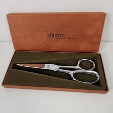 VTG Gingher Knife Edge Chrome Shears Scissors Original Box Cover Brazil