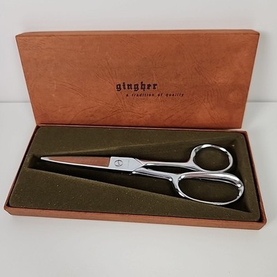 VTG Gingher Knife Edge Chrome Shears Scissors Original Box Cover Brazil
