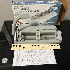 Skillcraft Adjustable Heavy Duty Three Hole Punch Metallic/Black