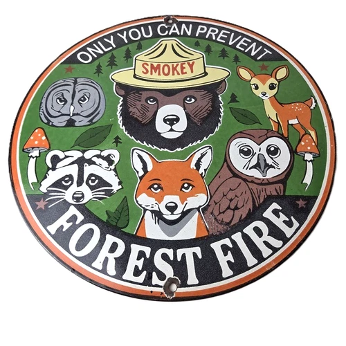 Vintage Forest Service Sign - Smokey Bear Colorado Wilderness Gas Porcelain Sign