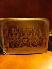 Antikes Milit&auml;r Militaria Gruppenfoto Soldaten in Uniform, sepia Foto/Abzug