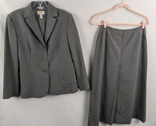 Talbots Petites Gray 2 Piece Wool Blazer and Maxi Skirt Set Size 6P