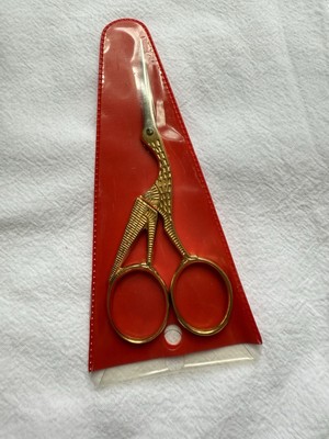 Vintage Gold Tone Stork Crane Petite Sewing Scissors HOFFRITZ Made in Italy