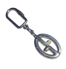 Vintage Gucci Keychain Bag Charm GG Double Logo Italy Key Chain Ring 90's Luxury