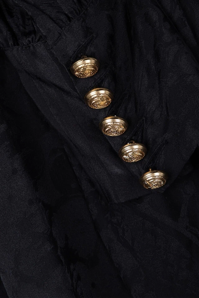 Balmain x H&M 黑色丝绸提花垂褶迷你连衣裙 - 4 码(美国 4 码/34 欧元) — 第 3/4 张图片