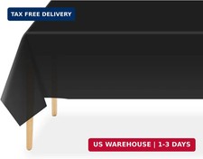 QIKSION 2 Pack Black Plastic Tablecloth, Black Table Cloth Disposable