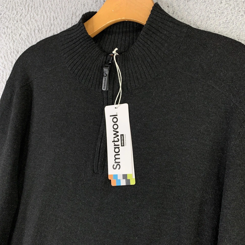 Smartwool Sweater Mens Large Charcoal Heather Sparwood Half Zip Merino Wool - Image 2 of 4