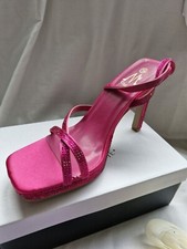 New fuchsia pink diamanté ankle strap stiletto heel sandals size 7 40 