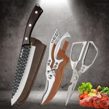 Kitchen Scissor Set Butcher Chef Knife Meat Cleaver Boning Knives Poultry Shear