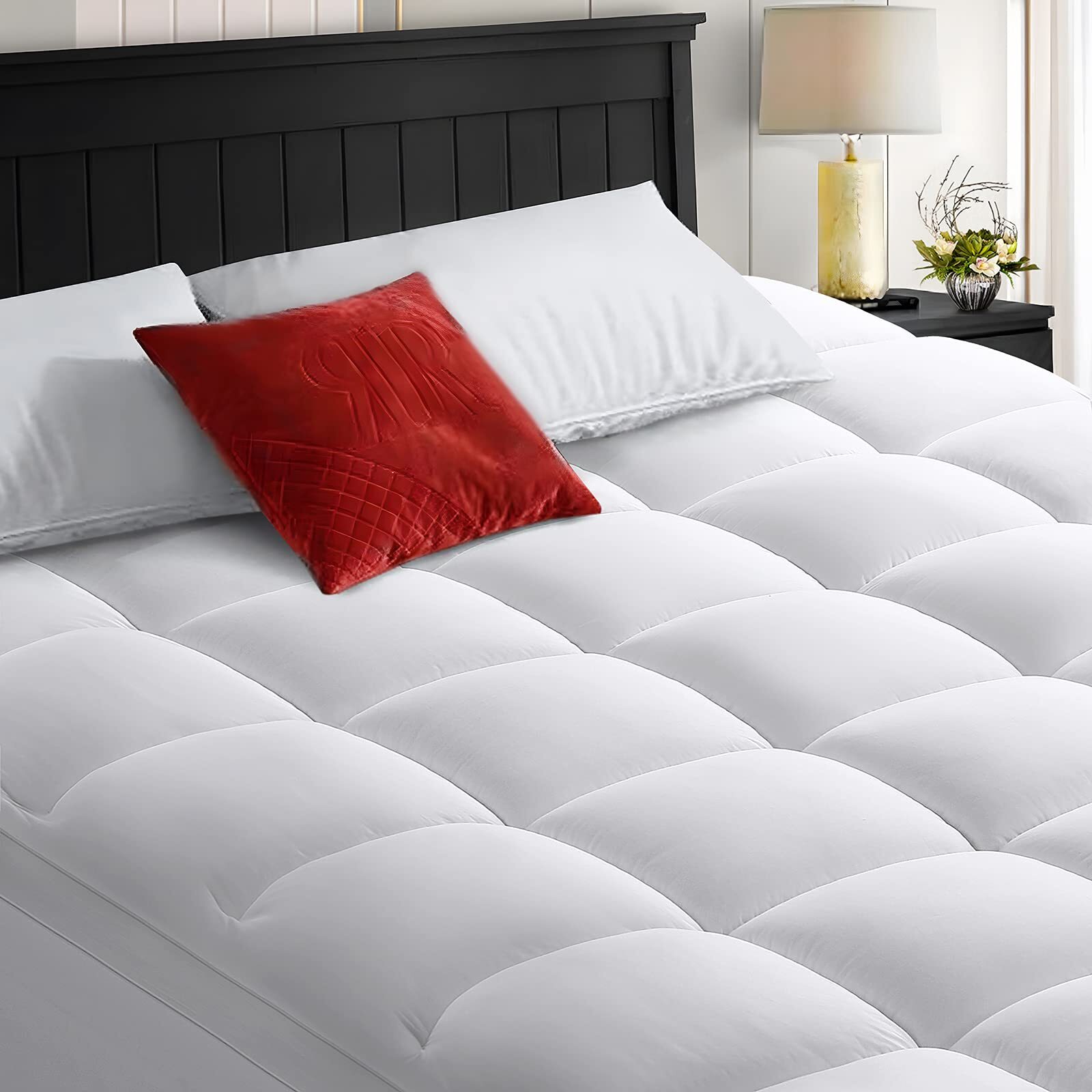 Full Size Cooling Mattress Topper Extra Thick 400TC Cotton Top Pad  