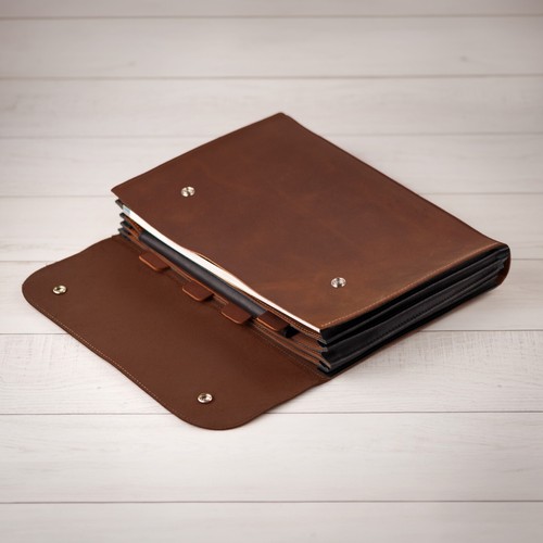 Accordian File Folder Leather A4 Personalized Document Organizer Vertical Case - Picture 39 of 39