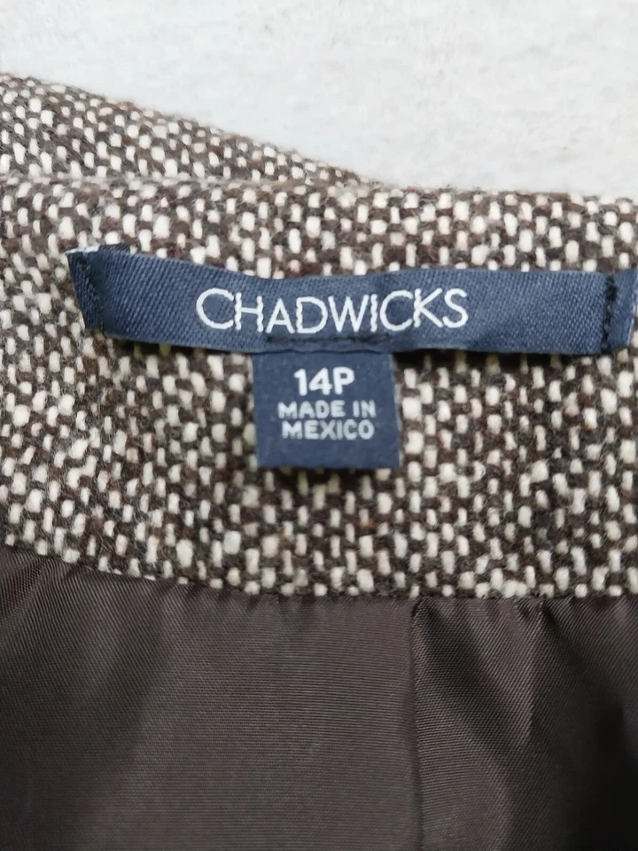 Chadwicks Jacket Womens Size 14P Wool Blend Hooded Lined Double Breasted Coat - Image 3 of 4