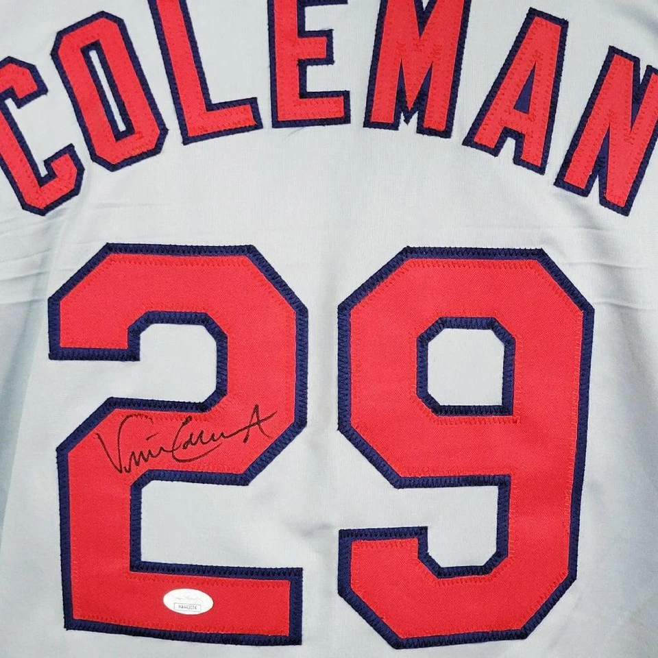 Camiseta de béisbol gris firmada por Vince Coleman de St. Louis (JSA) Foto 2 de 3