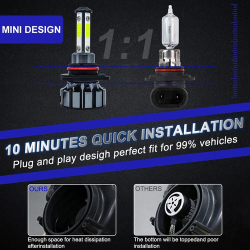 9005 H11 Kit Bombillas LED Súper Brillantes 8000K Blanco 330000LM Luz Alta Baja - Imagen 6 de 17