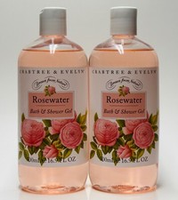 2 Crabtree Evelyn ROSEWATER Scented Bath Shower Gel Soap Wash 16.9 fl oz 