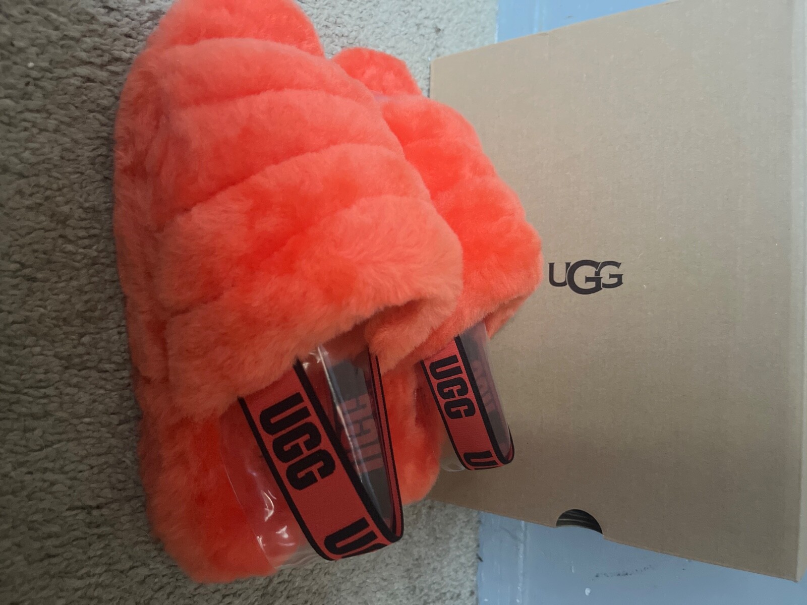 ugg slippers size 6 new orange fluffy and cozy good for summer eBay
