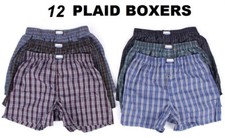 12 Mens Boxers Plaid Check Shorts Underwear Trunk Bulge Cotton Briefs Size S-4XL
