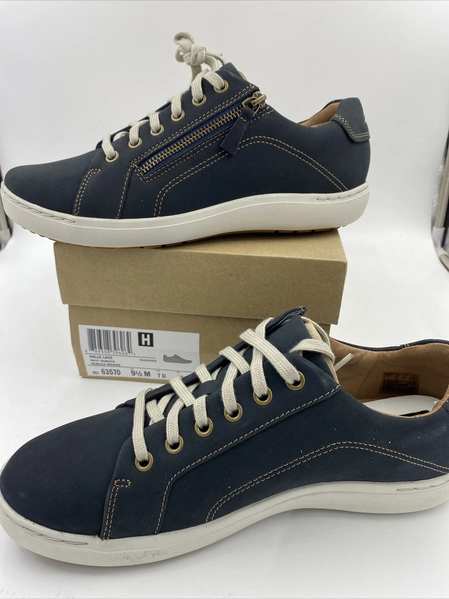 CLARKS NALLE LACE WOMENS Lace Zip Navy Blue Sneakers Size 9.5