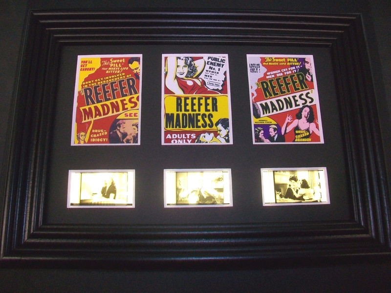 REEFER MADNESS Framed Trio Movie Film Cell Memorabilia - Compliments dvd poster