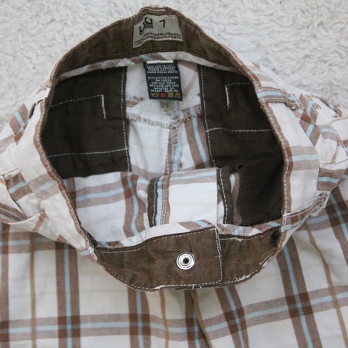 Micros Boys Dress Shorts 7 Seven White Brown & Blue Cotton Polyester Zipper AA12 - Picture 3 of 4
